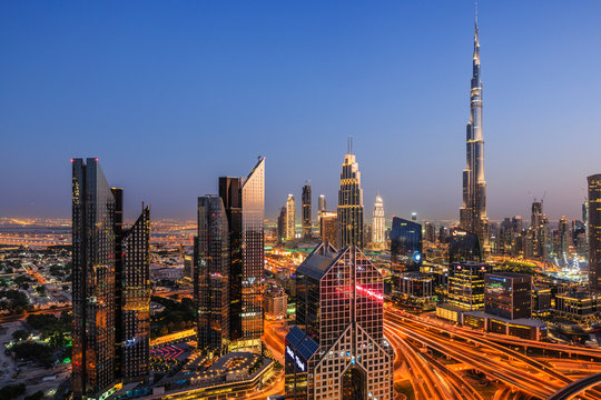 Dubai Sheikh Zayed Road and Burj Khalifa