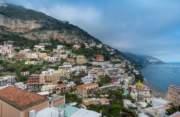 Fototapeta premium Panoramic view of Positano town at Amalfi Coast, Italy.