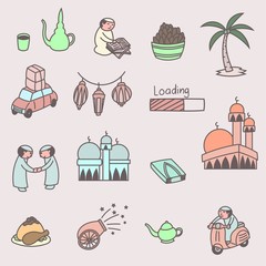 Set of cute cartoon ramadan