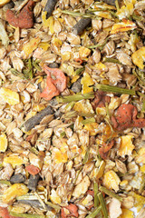 Fruity natural sportive  muesli background. for horse.