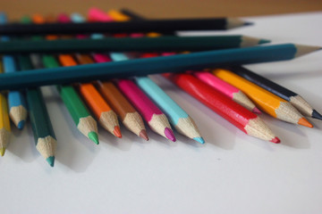 Banch of colored sharped pencils