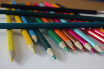 Banch of colored sharped pencils