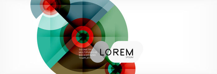 Fototapeta premium Minimal geometric circles and triangles abstract background, techno modern design, poster template