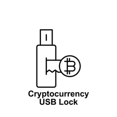 bitcoin usb lock key outline icon. Element of bitcoin illustration icons. Signs and symbols can be used for web, logo, mobile app, UI, UX