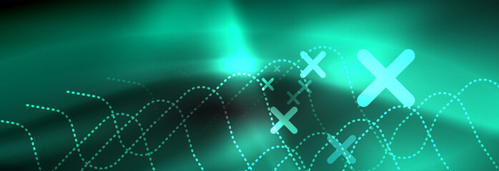 Dark neon light glowing template, abstract vector background lines