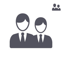 Big and small icon of people in gray color on white background isolated. Group of people ideal for business, startup, web.