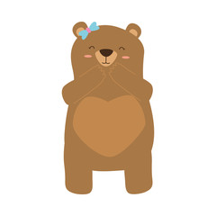 mom bear with bow
