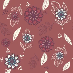 Badkamer foto achterwand Abstract Flower geometric pattern. Ethnic Seamless vector background. red blue white ornament. Ornament for fabric, wallpaper, packaging, Decorative print. doodle © dulya