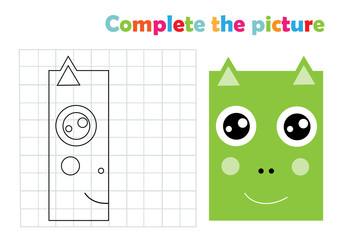 Complete picture dragon copy coloring page book, vector illustration