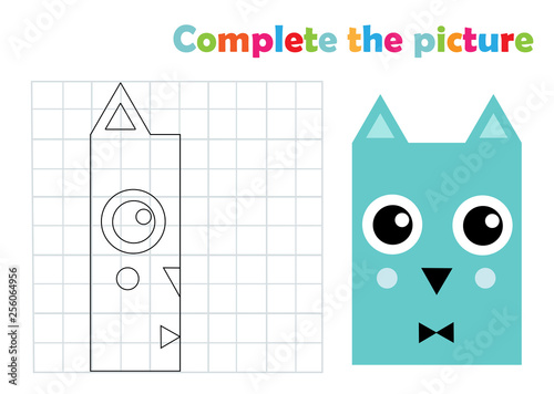 Complete picture owl copy coloring page book, vector illustration