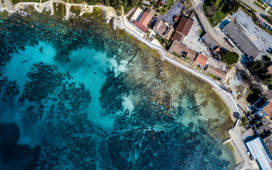 Aerial shot of the Croatian town of Porec. The town of Porec is almost 2,000 years old, and is set around a harbour protected from the sea by the small island of Sveti Nikola.