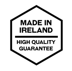 Made in Ireland label on white
