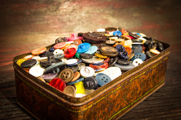 Photo of old buttons. place for your text.