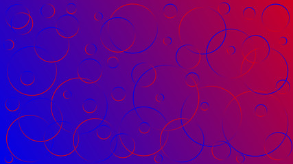 Fototapeta na wymiar Bright blue-red vector illustration, which consists of circles of different sizes. Gradient design for your products: advertising, banners, posters, videos, etc. .. Vaporwave stile.