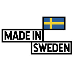 Made in Sweden label on white