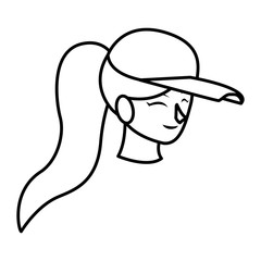 beautiful young woman with sport cap head character