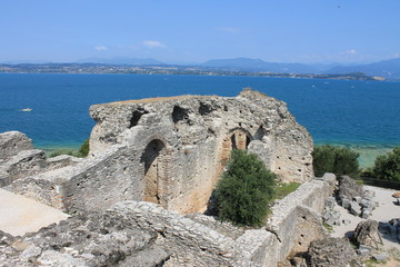 Fototapeta na wymiar Ruins of the Grotto of Catullus in Sirmione at the lake Garda Italy