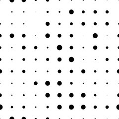 Black and white seamless pattern with grunge halftone dots. Dotted texture. Halftone dots background. Polka dot infinity. Abstract geometrical pattern of round shape.Screen print. Vector illustration
