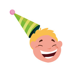 cute happy boy head with birthday hat