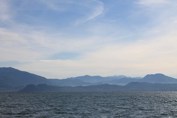 Lake Garda in the cold morning haze