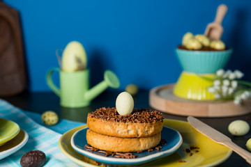 Easter breakfast with Dutch chocolate hail, egg and decorations