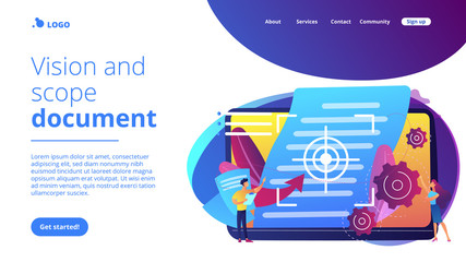 Vision and scope document concept landing page.