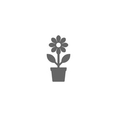 Flower in a pot simple vector icon. Flowerpot isolated silhouette.