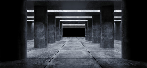 Columns Grunge Concrete Sci Fi Elegant Modern Futuristic Spaceship Underground Tunnel Hall Gallery...