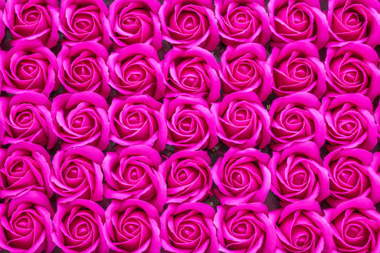 Crimson rose flower made from soap close-up background