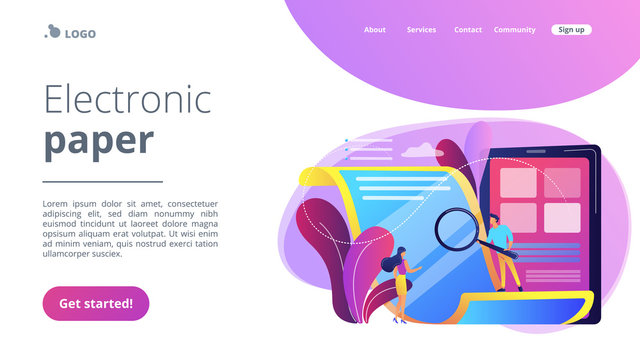 Electronic paper concept landing page.