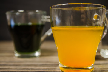 cups with colored water for easter