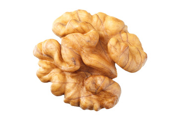 one walnut isolated on white background