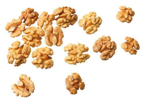 walnuts isolated on white background top view
