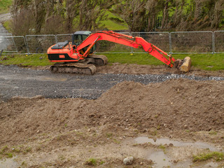 Heave machinery digger on a construction site.