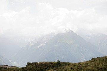 Fototapeta premium Half Dome Rock Landscape Meadow in Austria 