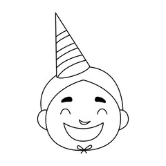 cute happy boy head with birthday hat