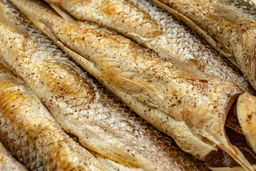 Grilled mullet fish cooking and meal grilled mullet fish cooking meal,  healthy.