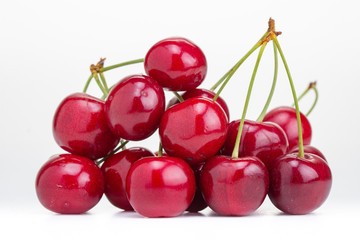 Red berry cherry food isolated on white,  juicy.