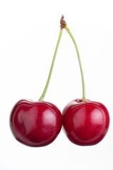 Red berry cherry food isolated on white,  ripe.