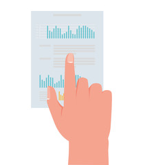 hand with financial paper document with statistics