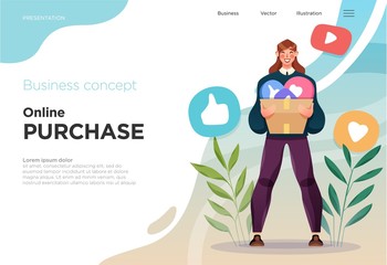 Presentation slide templates or landing pages for websites, or apps. Business concept illustrations. Modern flat style. Vector