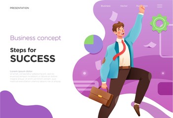 Presentation slide templates or landing pages for websites, or apps. Business concept illustrations. Modern flat style. Vector