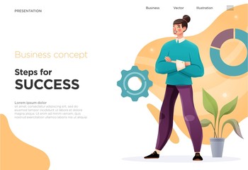 Presentation slide templates or landing pages for websites, or apps. Business concept illustrations. Modern flat style. Vector