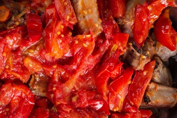 Cooking roast vegetables zucchini sweet pepper,  meal fresh.Cooking roast vegetables zucchini sweet pepper,  meal fresh.