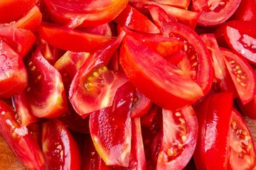 tomato slice cutting board vegetable,  kitchen. © bravissimos