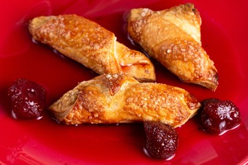 Dessert food biscuit snack delicious with strawberry,  bakery.