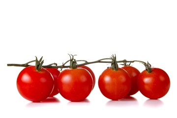Red tomato raw ripe vegetable for food isolated on white,  group agriculture.
