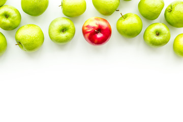summer food with apples on light background top view mock up