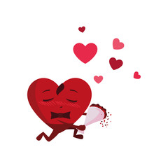 heart male with bouquet of roses kawaii character