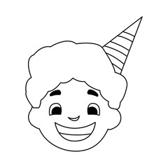 cute happy boy head with birthday hat